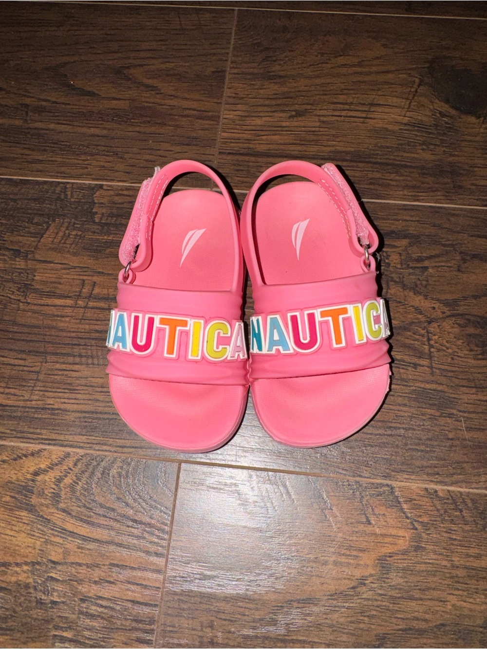 Nautica Kids Bright Pink Slide Sandals with Colorful Logo